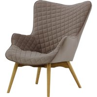 Ducon Velvet Wingback Chair With Stitching, grey, Leg colour: like oak