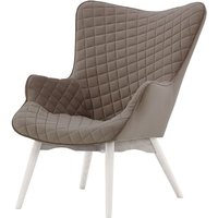 Ducon Velvet Wingback Chair With Stitching, grey, Leg colour: white