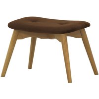 Ducon Velvet Footstool, brown, Leg colour: like oak