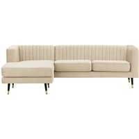 Slender Large Left Hand Corner Sofa, light beige