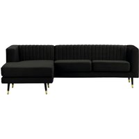 Slender Large Left Hand Corner Sofa, black