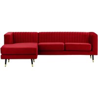Slender Large Left Hand Corner Sofa, dark red
