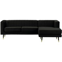 Slender Large Right Hand Corner Sofa, black