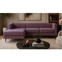 Slender Large Left Hand Corner Sofa, Matt Velour Chestnut - purple