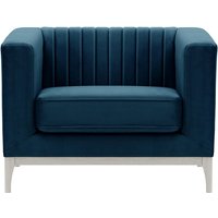 Slender Wood Armchair, blue, Leg colour: white