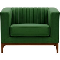 Slender Wood Armchair, dark green, Leg colour: dark oak