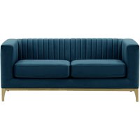 Slender Wood 2 Seater Sofa, blue, Leg colour: wax black