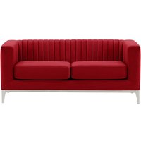 Slender Wood 2 Seater Sofa, dark red, Leg colour: white