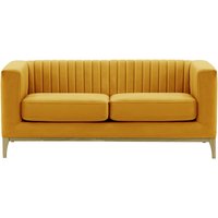Slender Wood 2 Seater Sofa, mustard, Leg colour: wax black