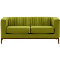 Slender Wood 2 Seater Sofa, olive green, Leg colour: dark oak