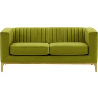 Slender Wood 2 Seater Sofa, olive green, Leg colour: like oak