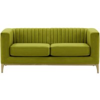 Slender Wood 2 Seater Sofa, olive green, Leg colour: wax black