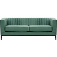Slender Wood 3 Seater Sofa, dirty blue, Leg colour: black