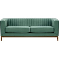 Slender Wood 3 Seater Sofa, dirty blue, Leg colour: dark oak