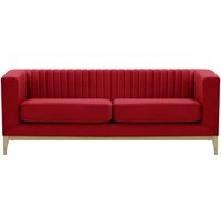 Slender Wood 3 Seater Sofa, dark red, Leg colour: wax black