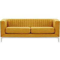 Slender Wood 3 Seater Sofa, mustard, Leg colour: white