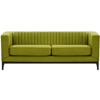 Slender Wood 3 Seater Sofa, olive green, Leg colour: black