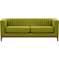 Slender Wood 3 Seater Sofa, olive green, Leg colour: dark oak