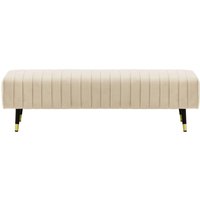 Slender Footstool with quilting, light beige