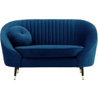Kooper Armchair with stitching, blue, Leg colour: Black + gold