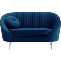 Kooper Armchair with stitching, blue, Leg colour: chrome metal