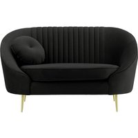 Kooper Armchair with stitching, black, Leg colour: gold metal