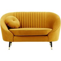 Kooper Armchair with stitching, mustard, Leg colour: Black + gold