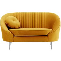 Kooper Armchair with stitching, mustard, Leg colour: chrome metal
