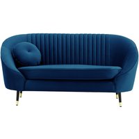 Kooper 2 Seater Sofa with stitching, blue, Leg colour: Black + gold