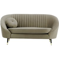 Kooper 2 Seater Sofa with stitching, grey, Leg colour: Black + gold