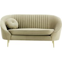 Kooper 2 Seater Sofa with stitching, mink, Leg colour: gold metal