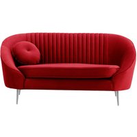 Kooper 2 Seater Sofa with stitching, dark red, Leg colour: chrome metal