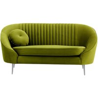 Kooper 2 Seater Sofa with stitching, olive green, Leg colour: chrome metal