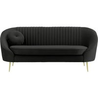Kooper 2,5 Seater Sofa with stitching, black, Leg colour: gold metal