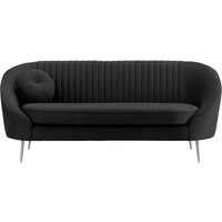 Kooper 2,5 Seater Sofa with stitching, black, Leg colour: chrome metal