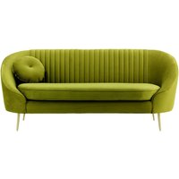Kooper 2,5 Seater Sofa with stitching, olive green, Leg colour: gold metal