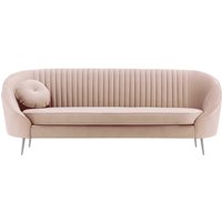 Kooper 3 Seater Sofa with stitching, lilac, Leg colour: chrome metal