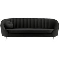 Kooper 3 Seater Sofa with stitching, black, Leg colour: chrome metal