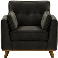 Farrow Armchair, black, Leg colour: dark oak