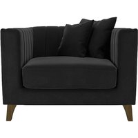 Barra Armchair, black, Leg colour: dark oak