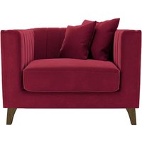 Barra Armchair, dark red, Leg colour: dark oak