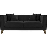 Barra 2 Seater Sofa, black, Leg colour: dark oak