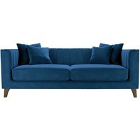 Barra 3 Seater Sofa, blue, Leg colour: dark oak