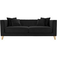 Barra 3 Seater Sofa, black, Leg colour: like oak