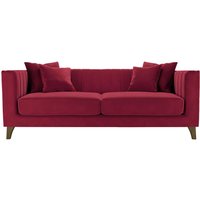 Barra 3 Seater Sofa, dark red, Leg colour: dark oak