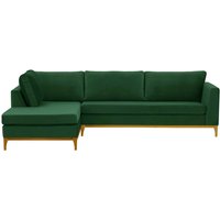 Gosena Wood Left-Hand Corner Sofa, dark green, Leg colour: like oak