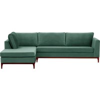 Gosena Wood Left-Hand Corner Sofa, dirty blue, Leg colour: aveo
