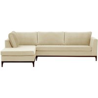 Gosena Wood Left-Hand Corner Sofa, light beige, Leg colour: dark oak