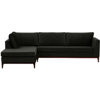 Gosena Wood Left-Hand Corner Sofa, black, Leg colour: dark oak