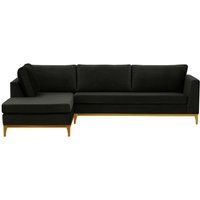 Gosena Wood Left-Hand Corner Sofa, black, Leg colour: like oak